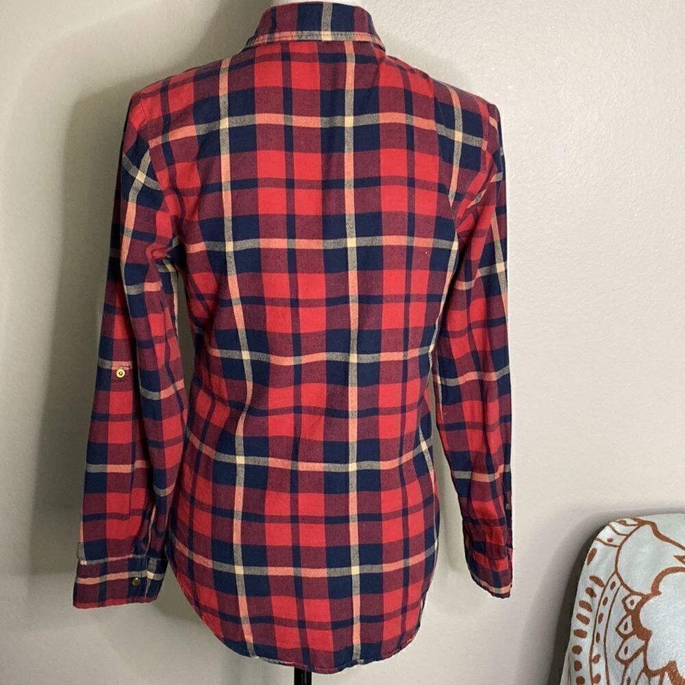 Cotton On Metal Spike Red Flannel Punk Shirt Womens Size Small snaps - Picture 9 of 12